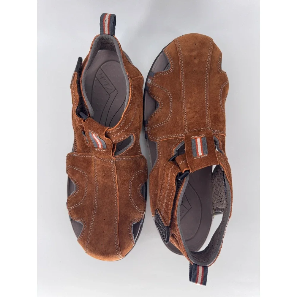Clarks Fisherman Sandals Mens 10M Tan Suede Leather Gorpcore 65958